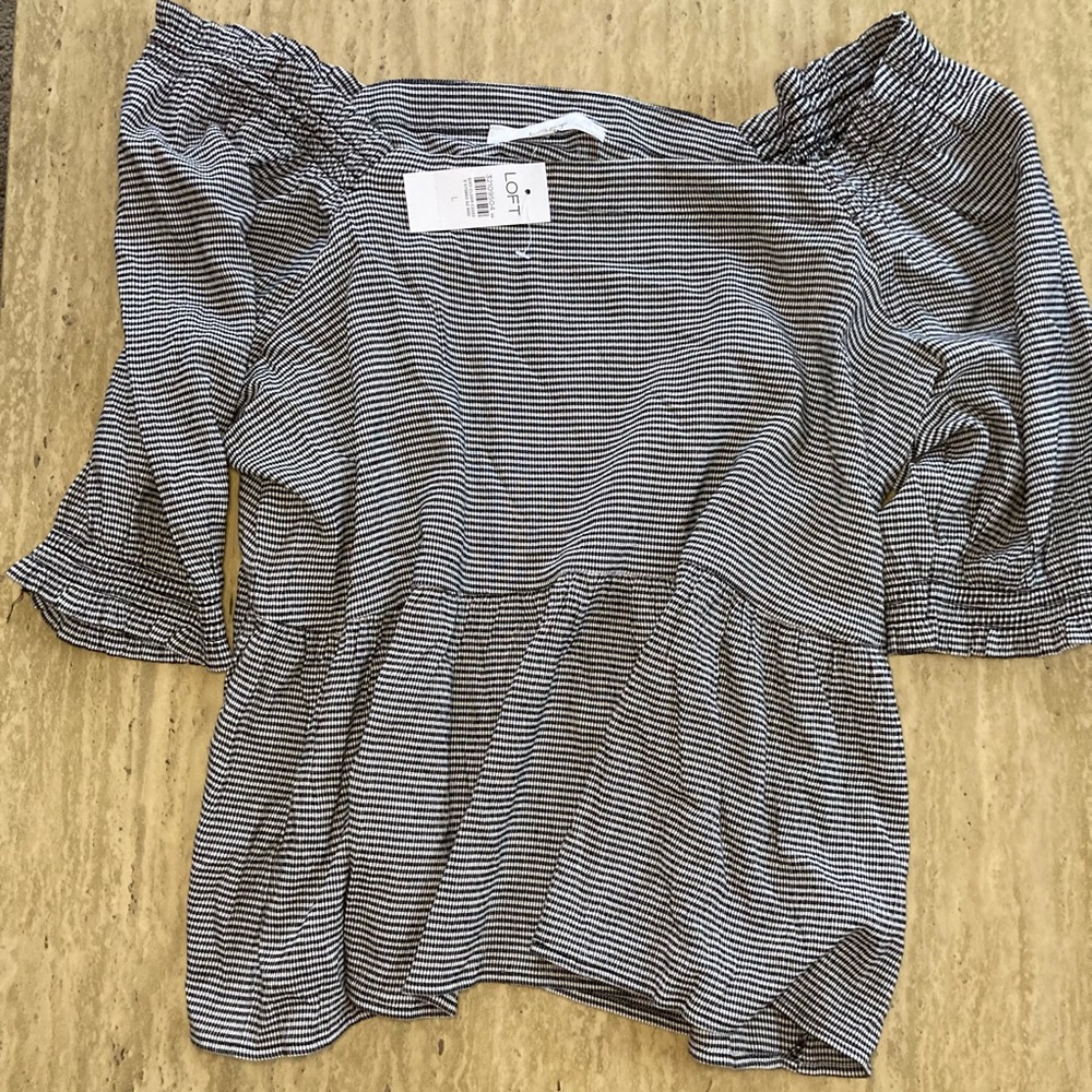 Loft striped off the shoulder blouse